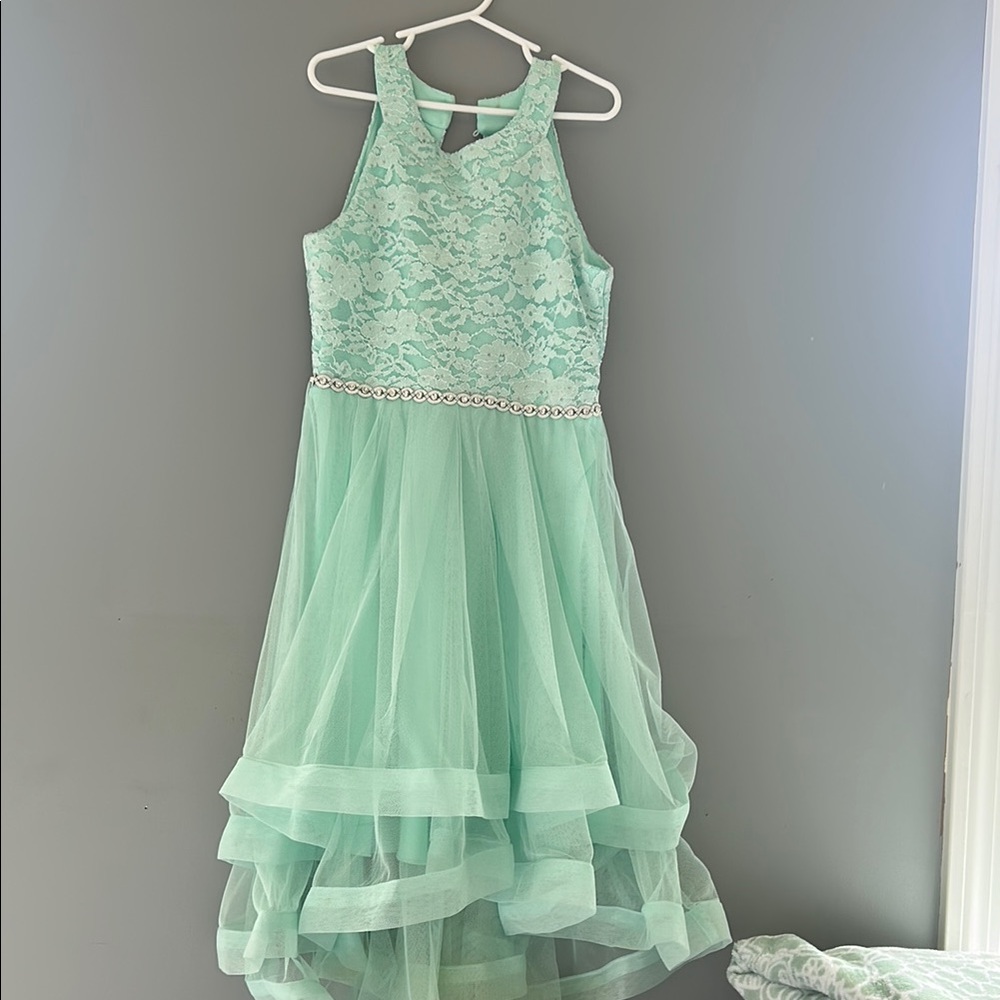 Mint Green Lace Kids Dress
